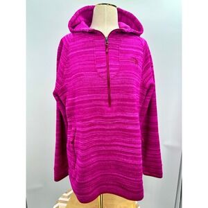 The North Face Pink Marbled Fleece 1/2 Zip Hoodie Women's XL Barbie core cozy
